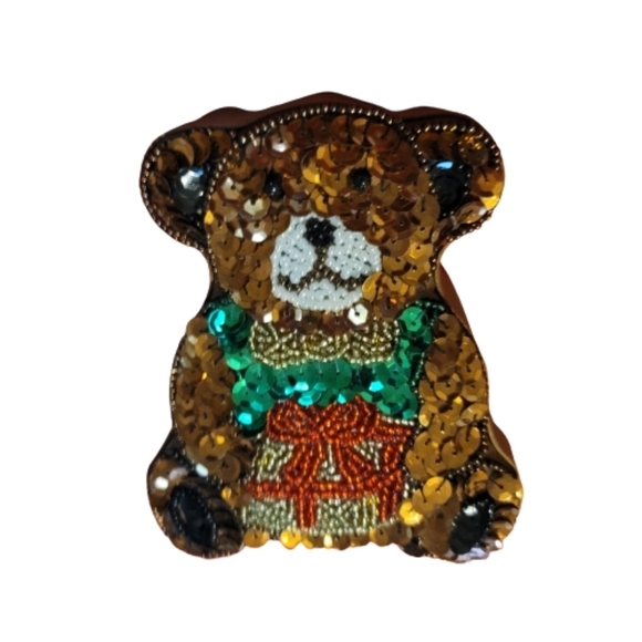 BEAR BOX Sequined Christmas bear box  holding gift for jewelry keys pill box - Picture 3 of 8